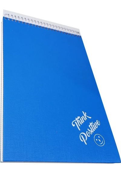 Üstten Spralli Sert Kapak Bloknot 100 Yaprak Çizgili Defter 17 x 24 Cm Mavi