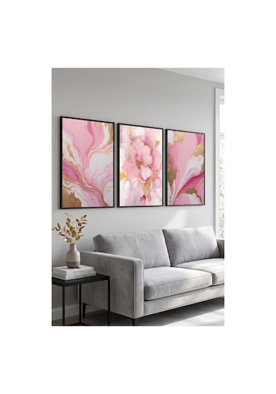 Siyah Ahşap Çerçeveli Pembe Çiçekli Mermer Desenli Üçlü Duvar Tablosu Modern Dekorasyon Kabartma Görünümlüdür Siyah Siyah Ahşap Çerçeveli Pembe Çiçekli Mermer Desenli Üçlü Duvar Tablosu Modern Dekorasyon Kabartma Görünümlüdür Siyah
