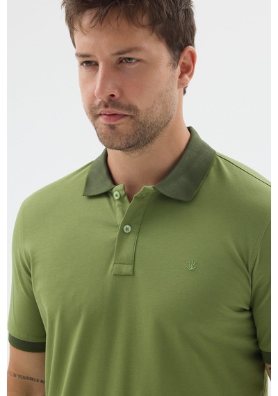 Yeşil Polo Yaka Pike Kısa Kol Slim Fit %100 Pamuk Tişört 1011260171 Fıstık Yeşili