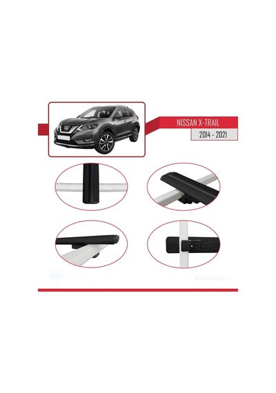 Nissan X-trail 2014-2021 Arası İle Uyumlu Basic Model Ara Atkı Tavan Barı Siyah 3 Adet
