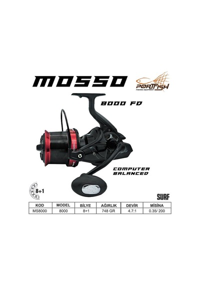 Portfish Mosso 8000 Fd Surf Olta Makinası 8+1 Bb