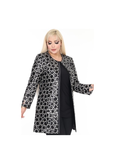 Ladies First Büyük Beden 3924 Siyah Ceket+bluz Takım 001