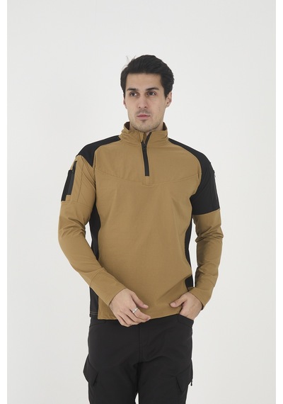 Camp Scoutland Camp138 Outdoor Tactical Su iticili Erkek Hardal-Siyah Taktik Sweatshirt