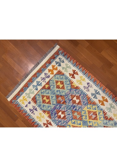 El Dokuma Afgan Kilim Yolluk 100% Yün Kök Boya Harıka Desenlı Yolluk Çok Renkli