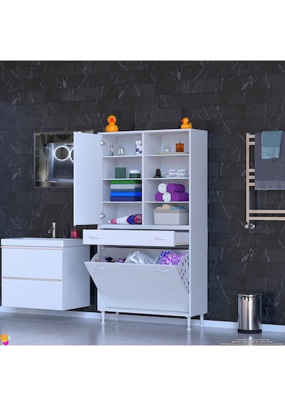 Eliusta Rule Sepetli Banyo/mutfak Dolabı 100 Cm Genişliğe Sahip 100x171x32,5 Cm Üç Sepetli Beyaz Dolap Beyaz Eliusta Rule Sepetli Banyo/mutfak Dolabı 100 Cm Genişliğe Sahip 100x171x32,5 Cm Üç Sepetli Beyaz Dolap Beyaz