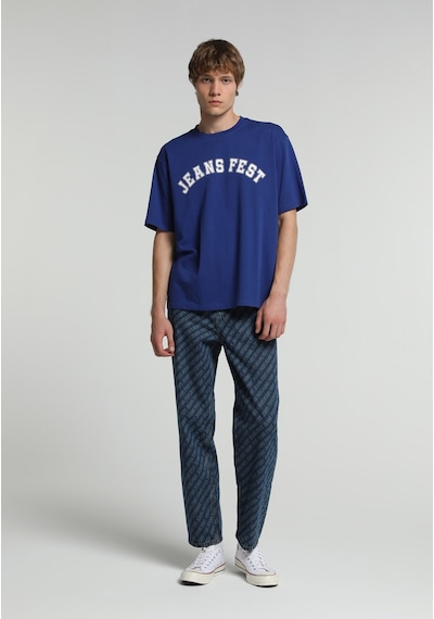 Colin's Colins Oversize Fit Yuvarlak Yaka Düz Erkek Mavi Kısa Kol Tişört Cl1083416 Q1.v2 Inv Indigo