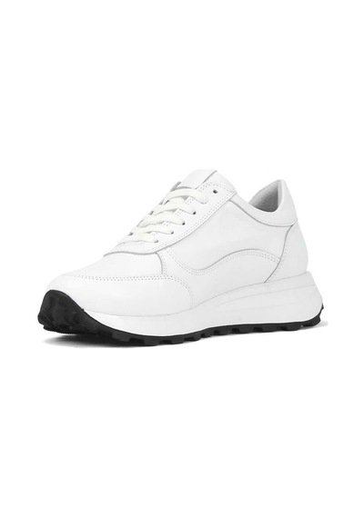 Kadın Beyaz Bağcıklı Fermuarlı Deri Sneaker