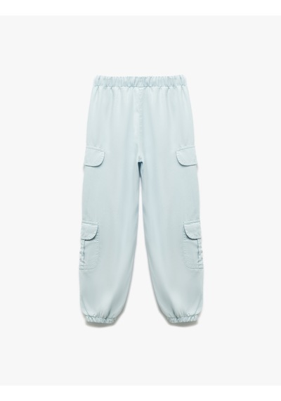 Koton Beli Bağcıklı Kargo Cep Detaylı Jogger Pantolon Mavi 5skg40071ad Mavi