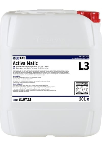 Activa Matic Lima L3 Endüstriyel Bulaşık Makinası Deterjanı 20 Lt N11.5509