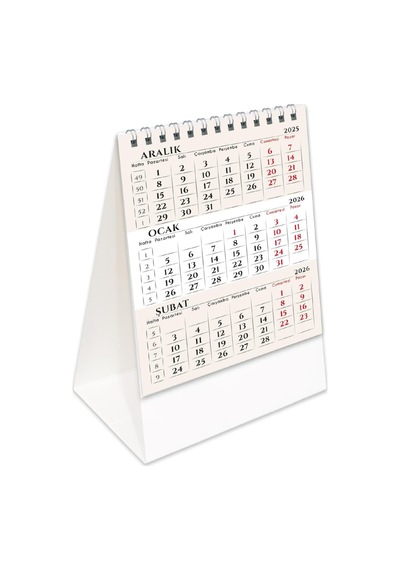 2026 Mevsimler Piramit Masa Takvimi Dikey Masaüstü Takvim 12x19,5 Cm Tek Renk