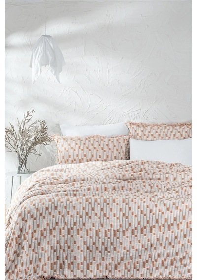 Ecocotton Merisa Terra %100 Organik Pamuk Müslin Çift Kişilik Pike Takımı Terrecota