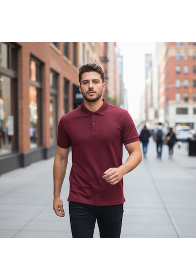 Bite Nose Renk Seçenekli Erkek Polo Yaka Tişört Günlük & Şık Pamuklu Slim Fit Koyu Kırmızı