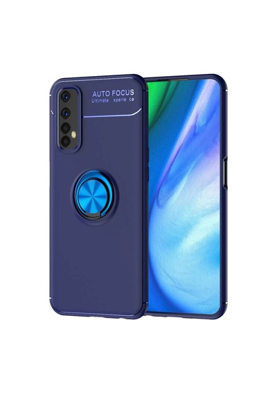 Realme 7 Uyumlu Kılıf Range Yüzüklü Silikon - Mavi