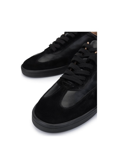Tamer Tanca Erkek Hakiki Deri Siyah Sneakers & Spor Ayakkabı 233 5100 Erk Ayk Y25 Sıyah Dr/suet Siyah