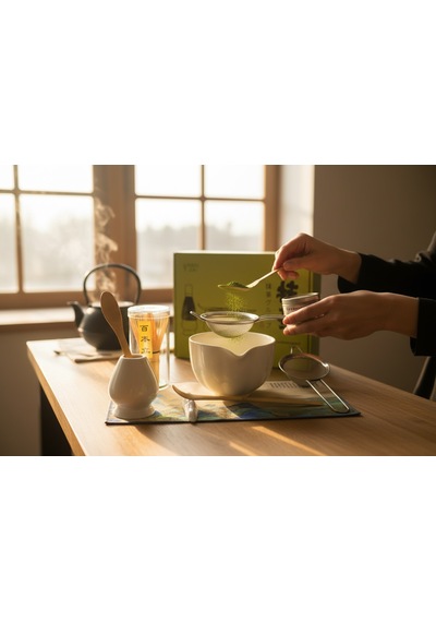 6 Parça Beyaz Renk Matcha Çayı Hazırlama Seti - Geleneksel Japon Matcha Seti
