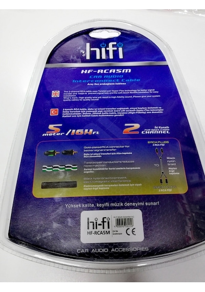 Hifi Rca Profesyonel Araç Oto Amfi Ses Sistemi Kablosu - 5 Metre