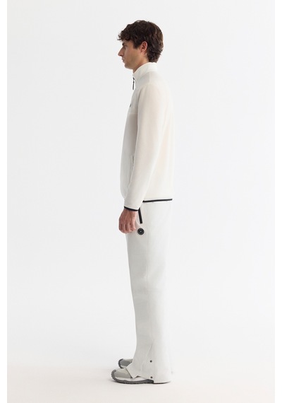 Avva Erkek Ekru Soğuğa Dayanıklı Fermuarlı Dik Yaka Polar Regular Fit Sweatshirt A42y1380