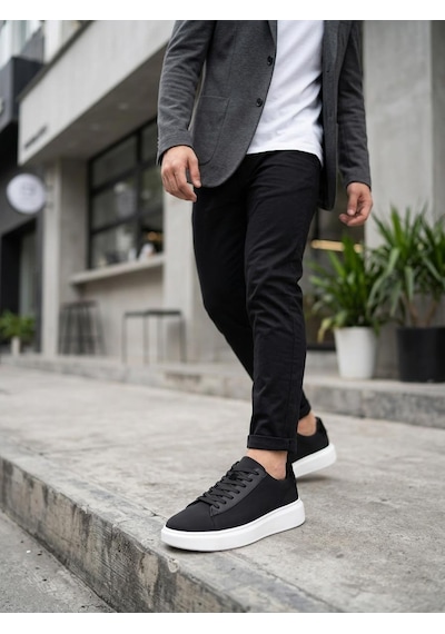 Gamelu Nevermınd Erkek Bez Memory Foam Sneaker Ayakkabı Siyah