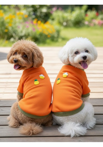 Kemique Ice Cream And Pineapple Turuncu Haki Köpekler İçin Polar Sweatshirt