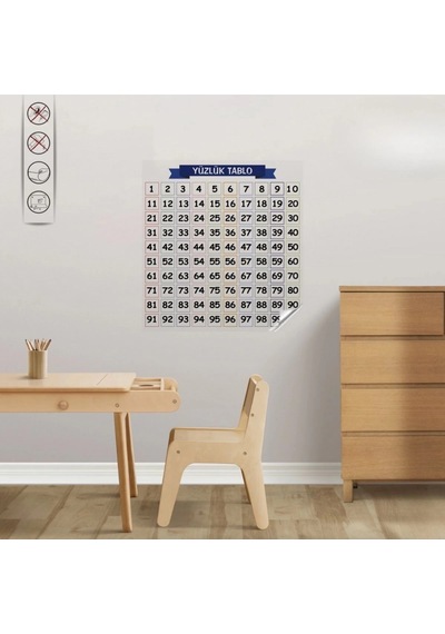 Buğz Matematik Öğreten Yüzlük Tablo Duvarda İz Bırakmaz Akıllı Kağıt Yapışkansız Statik 60x60 Cm