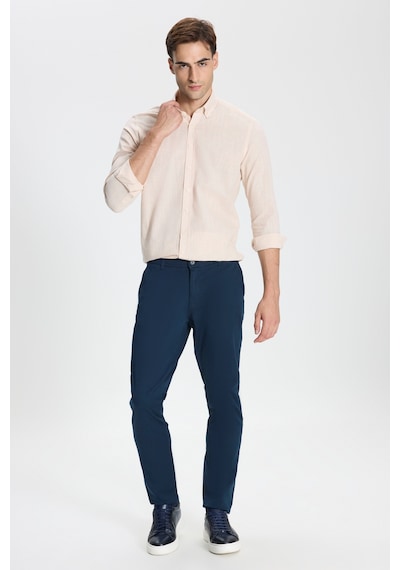 George Henry Pamuklu Slim Fit Dar Kesim Yan Cepli Esnek Chino Pantolon Lacivert