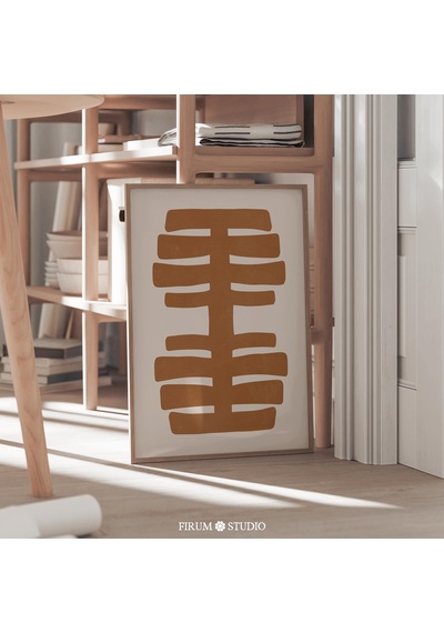 Fırça Darbesi Sanatı, Yanık Turuncu, Minimalist Poster, Büyük Soyut