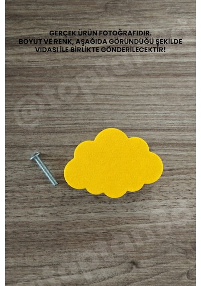 3 Adet - Sarı Bulut Dolap Kulpu, Modern Mobilya Kulpu, Bulut Kulp Kulp Vidası Dahildir