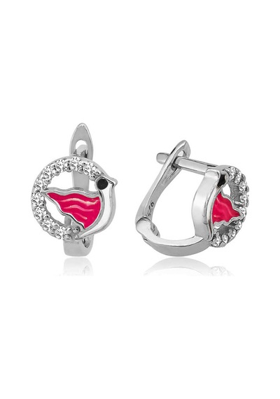 Gümüş Kuş Çocuk Küpesi 14 MM-Gümüş