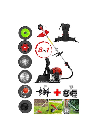 Stilmax STL20HP8 Benzinli Sırt Tipi Tırpan 8 Başlıklı Full Set Çim Biçme Makinesi