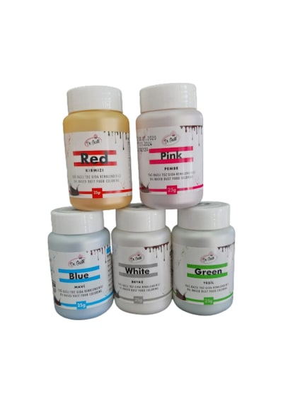 Dr Gusto 5 Li Set Mavi / Yeşil / Kırmızı / Beyaz / Pembe Yağ Bazlı Toz Gıda Boya 25gr