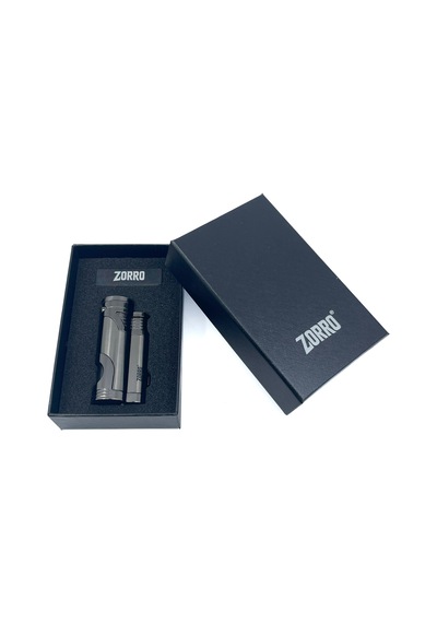 Zorro Çift Torch Pürmüz Puro Çakmağı - Gunmetal Füme