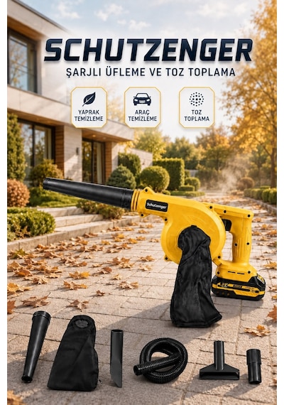 3 Başlıklı Kompresör Şarjlı Hava Üfleme Toz Toplama Sarı Araç Mangal Üfleme Yaprak İçin W-5670d