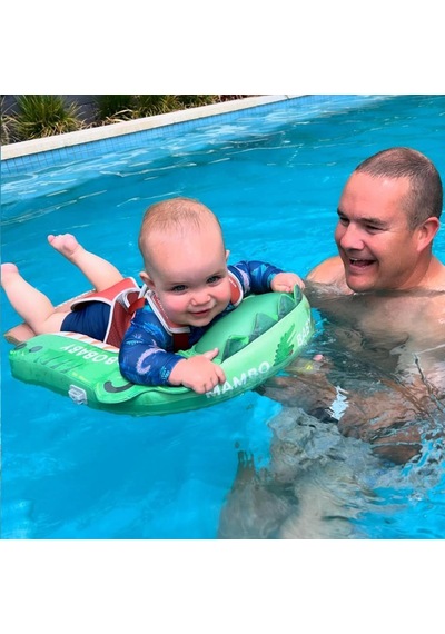 Mambobaby Yüzme Simidi - Krokodil, Emniyetli, Gölgelikli Ve Ayak Destekli