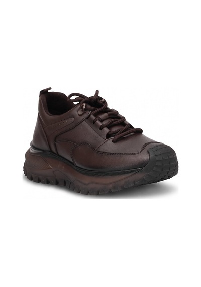 Elit 26knbl6031 Erkek Hakiki Deri Sneaker Kahverengi