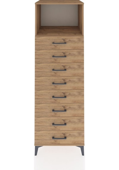 Kronos Dolap Tek Raflı 8 Çekmeceli 60x59x182 Çam-çam Çam