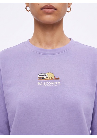 Discovery Expedition D6wl-swt3567 Lila Rahat Baskılı Kadın Sweatshirt