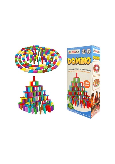 Doğal Ahşap Renkli Domino 100 Parça 3+