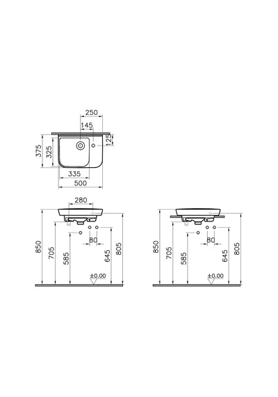 Vitra Sento 5945b003-0029 Lavabo, 50 Cm, Beyaz Çok Renkli