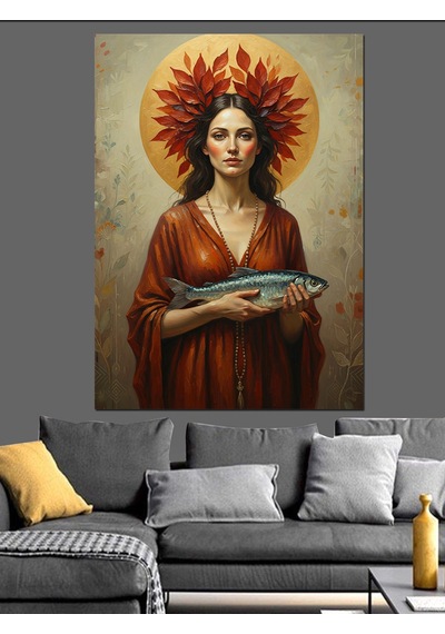 Ahşap Tablo Balık Vekadın Sanat Eseri