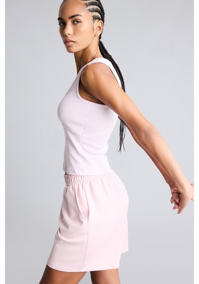 Defacto Çift Katman Görünümlü Slim Fit Ribana Crop Basic Atlet I7464ax26hspn688 Pembe-pn688