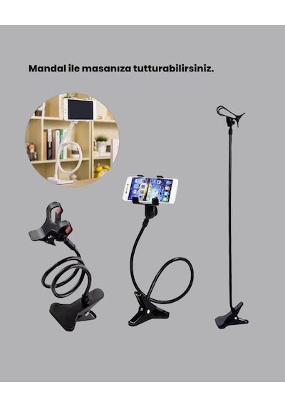 Hubrendy Tekno Akrobat Masaüstü Mandallı Telefon Tutucu 360 Derece Dönebilen Diğer