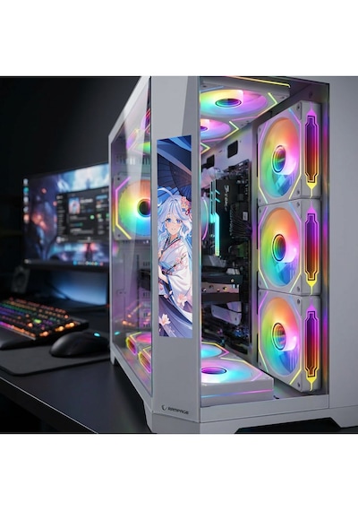 Nova 9.16'' Lcd Ekranlı Hub+kumanda Beyaz 7x12cm Argb Fan+kumanda Gaming Oyuncu Kasası