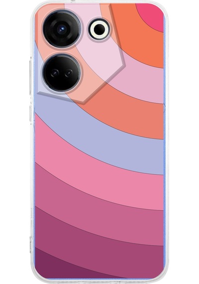Tecno Camon 20 İle Uyumlu Renk Cümbüşü 7 Baskılı Kamera Korumalı Şeffaf Kılıf