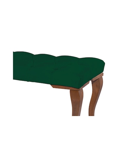 Gazzini Classic Torna Gürgen Ahşap Ayak Chester Model Kapitoneli Yeşil Puf Bench - Ceviz Ayak