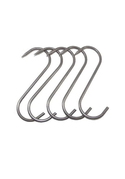 50'li Paket Et Kancası, Krom Kaplama, Et, Tavuk, Kasap Çengeli, 13,5 Cm, 4 Mm Kalınlıkta Açık Gri
