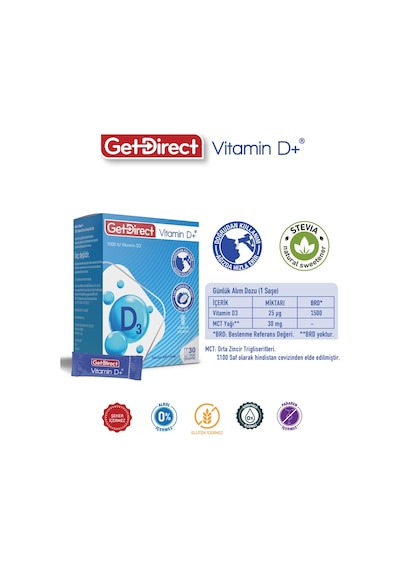 Vitamin D+ 1000 Iu Vitamin D3 Içeren Takviye Edici Gıda 30 Saşe