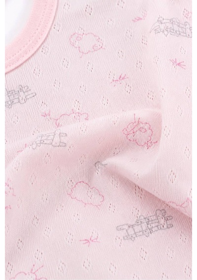 H&c Coolboy H&c Bebek Kolsuz Çıtçıtlı Body Zıbın %100 Pamuk Jakarlı Kuzu Desenli Pembe Kuzulu