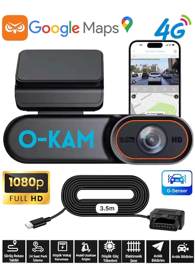 O-kam 2026 4g Araç Içi Kamera Ve Görüntülü Araç Takip Sistemi Google Maps 1080p Kamera Gps
