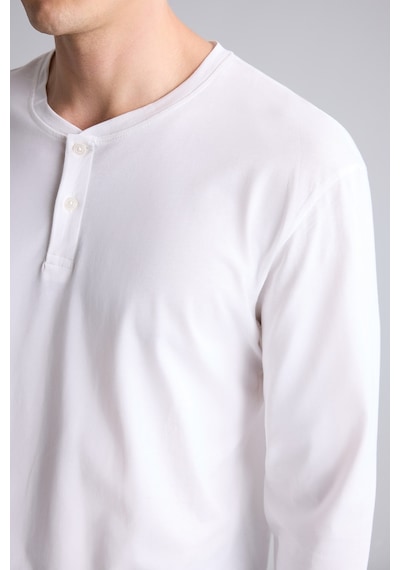 Defacto New Regular Fit Uzun Kollu Düğme Detaylı Üst Çizgili Alt 2li Pijama Takımı H7607ax26auwt34 Beyaz-wt34