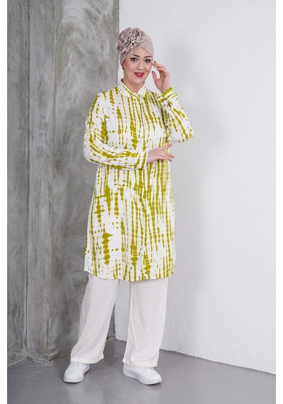 Polologin Butik Yeşil Beyaz Desenli Tunik Ve Krem Pantolon Takım Yeşil & Beyaz & Krem Polologin Butik Yeşil Beyaz Desenli Tunik Ve Krem Pantolon Takım Yeşil & Beyaz & Krem